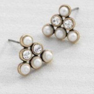 Silpada ‘Pyramid‎ Pearl’ Cluster Brass Post Stud Earrings KRP0102